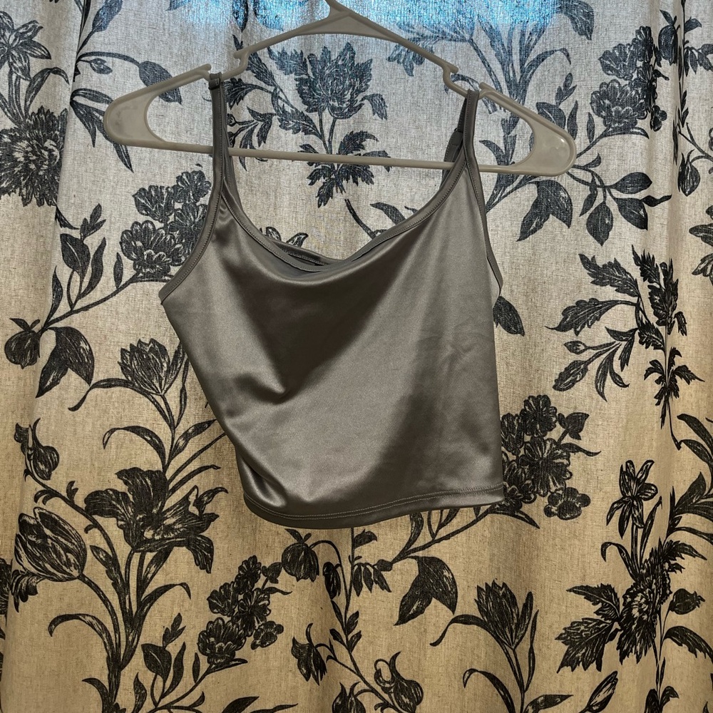 Wild Fable Brand - Shiny Silver Faux Silk Tank Top Crop Top - Size Women’s Small